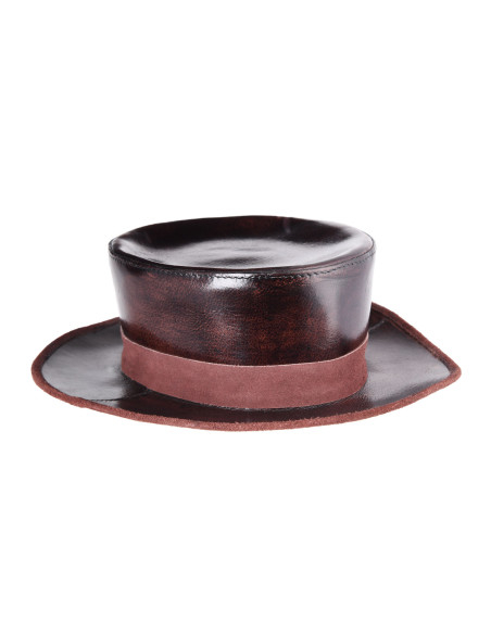 Medieval leather hat with wide brim,...