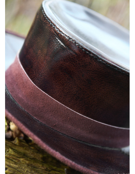 Medieval leather hat with wide brim,...