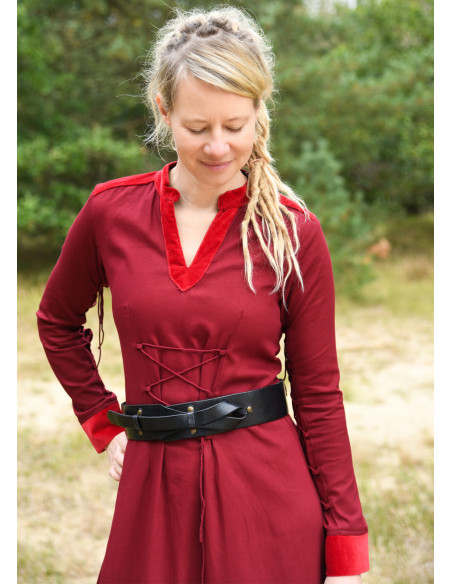 Medieval black leather tied belt