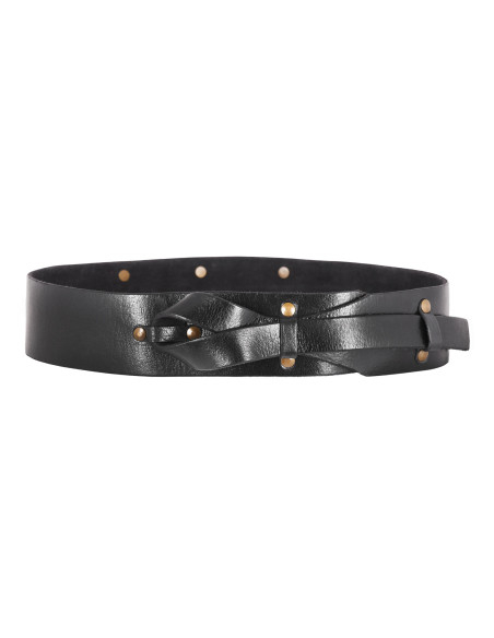Medieval black leather tied belt