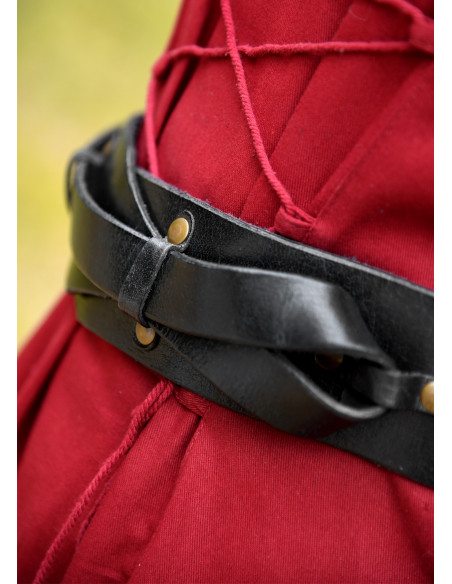 Medieval black leather tied belt