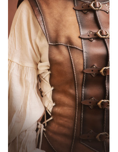 Short medieval brown leather jerkin 2