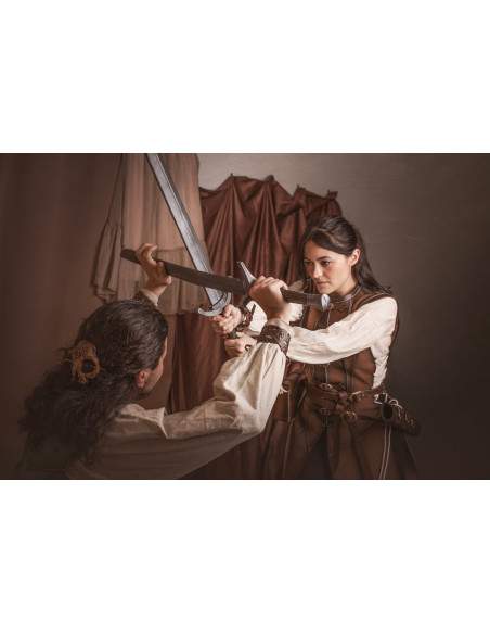 Long brown medieval cuirass in suede...