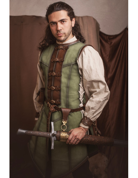 Long medieval green suede leather... Long medieval green suede leather...