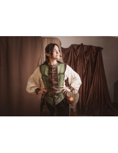 Short medieval green leather jacket for women