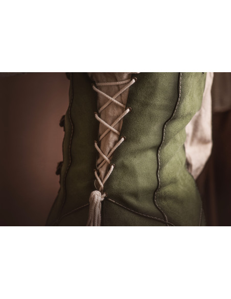 Short medieval green leather jacket...