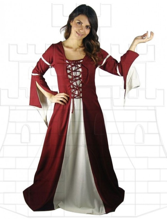 Vestido medieval mujer Rojo Crema - Medieval Clothing - Shipping to United Kingdom